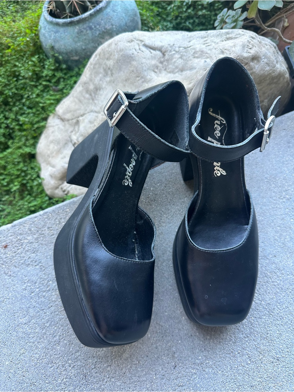 Free People Black Platform Mary Jane Pumps